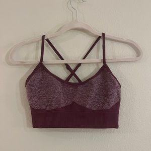 Gymshark Workout Sports Bra in Dark Ruby Marl/Blush Nude, Sz M